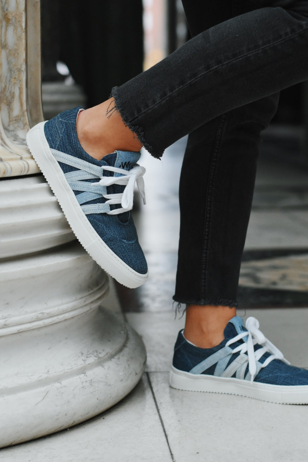 Denim and sales sneakers